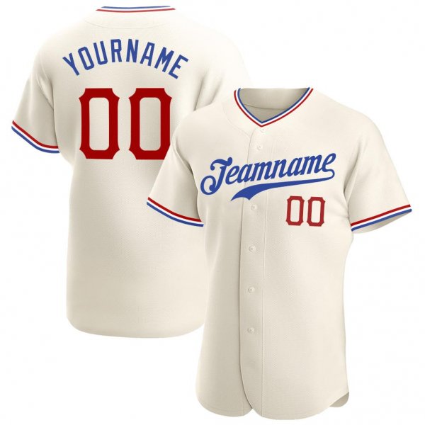 Men's Custom Cream Red-Royal Authentic Baseball Jersey